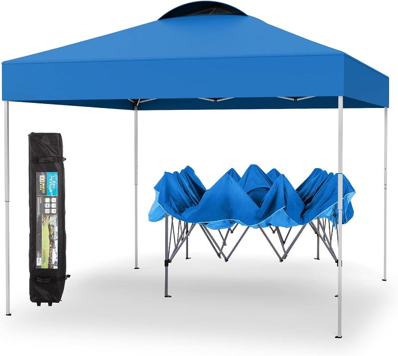 Photo 1 of 
PHI VILLA Outdoor Pop up Canopy 10'x10' Tent Camping Sun Shelter-Series Party Tent, 100 Sq. Ft of Shade (Blue)