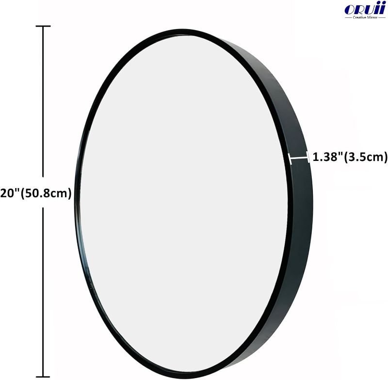 Photo 1 of Black Circle Mirror, 20 inch Round Mirror, Wall Mirror Circular, Black Bathroom Mirror, Round Wall Mirrors for Living Room, Bedroom, Bathroom, Washroom, Rustic, Vanity.