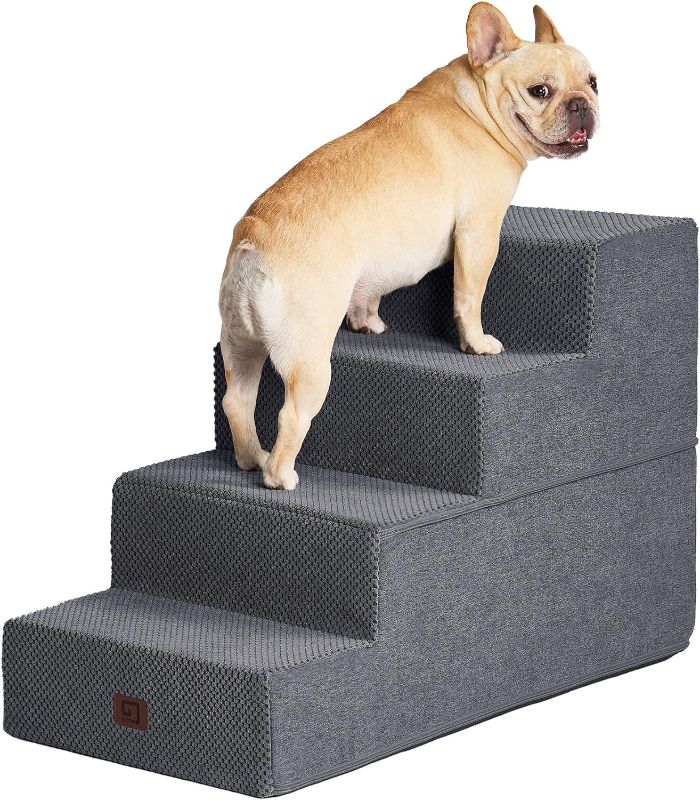 Photo 1 of 
EHEYCIGA Dog Stairs for Small Dogs, 4-Step (20 inches) Dog Stairs for High Beds and Couch, Pet Steps for Small Dogs and Cats, and High Bed Climbing,., dark brown in color