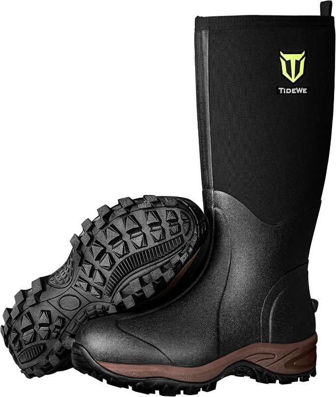 Photo 1 of TIDEWE Rubber Neoprene Boots Men And Women, Waterproof Durable 6mm Neoprene Boot, Rain Boot Hunting Boot Arctic Outdoor Boot?Black, Brown & Next Camo G2?Size 10 
