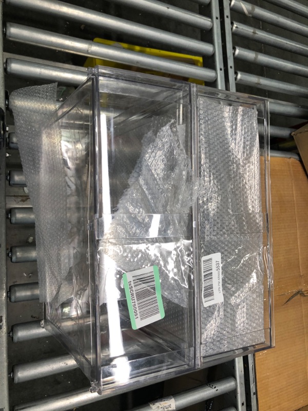 Photo 1 of mDesign Plastic Stackable Closet Storage Organizer Bin Containers with Front Pull Drawer for Cabinet, Desk, Shelf, Cupboard, or Dresser Organization - Lumiere Collection - 2 Pack - Clear 2 16 x 12 x 6