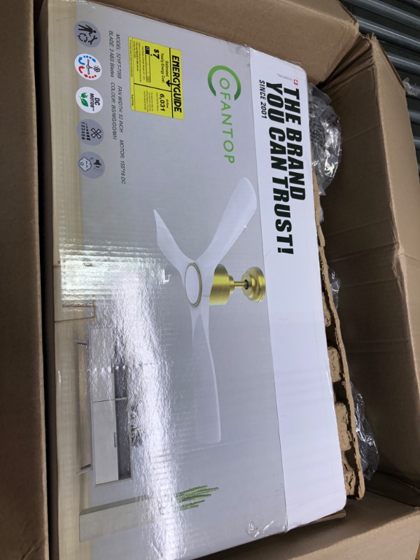 Photo 1 of 52 Inch Outdoor Indoor Quiet DC Motor Ceiling Fan with Light and Remote Control