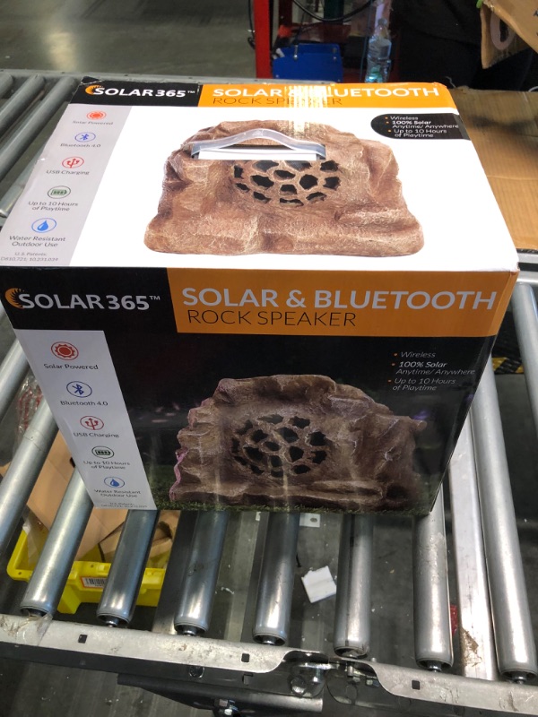 Photo 2 of Alpine Corporation Weather-resistant Bluetooth Solar-Powered Outdoor Wireless Rock Speaker, Brown