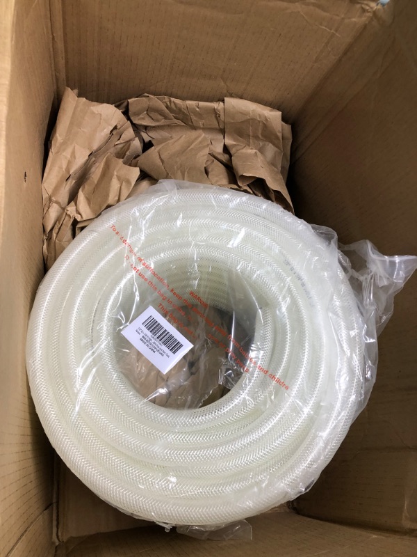 Photo 2 of 3/8" ID x 100 Ft High Pressure Braided Clear PVC Vinyl Tubing Flexible Vinyl Tube