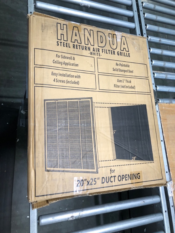 Photo 2 of 20"W x 25"H [Duct Opening Measurements] Steel Return Air Filter Grille [Removable Door] for 1-inch Filters | Vent Cover Grill, White | Outer Dimensions: 22 5/8"W X 27 5/8"H for 20x25 Duct Opening Duct Opening style: 20 Inchx25 Inch