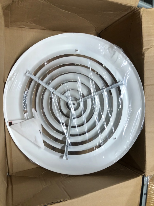 Photo 3 of 12" Round Ceiling Diffuser - Easy Air Flow - HVAC Vent Duct Cover [White] - [Outer Dimensions: 15.75"]