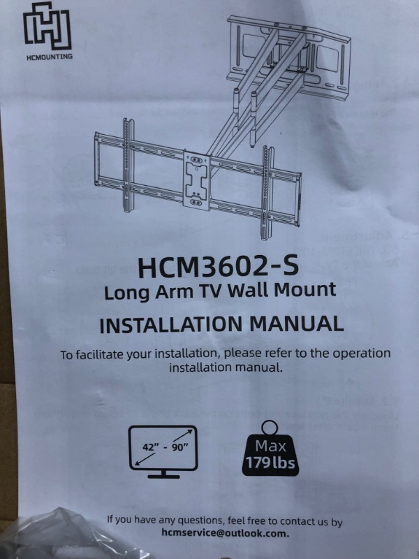 Photo 5 of HCMOUNTING Long Arm TV Wall Mount for 42-80 inch TVs, Full Motion TV Mount with 43 inch Extension Articulating Arms, Swivel and Tilt Wall Mount TV Bracket, Holds up to 110 lbs, Max VESA 600x400mm