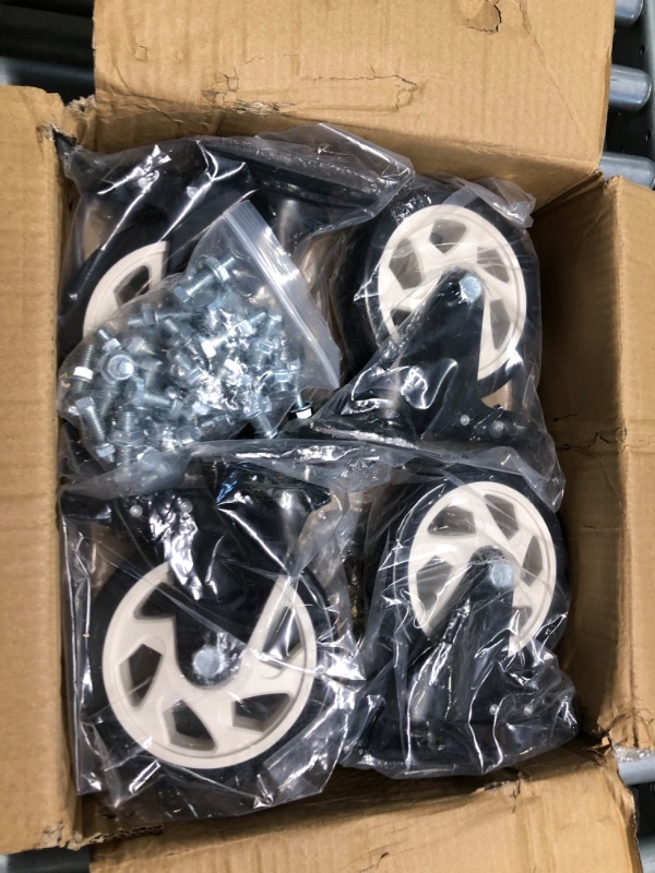 Photo 3 of 5 Inch Caster Wheels, Heavy Duty 5” Casters Set of 4 with Brake, TONSUM No Noise Polyurethane (PU) Wheels and Safety Dual Locking casters, Swivel Plate Castors (Two Hardware Kits for Free) (5inch)