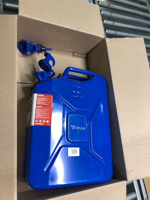 Photo 3 of Wavian USA JC0020BLVS Authentic NATO Jerry Fuel Can and Spout System Blue (20 Litre)