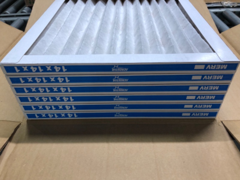 Photo 4 of Aerostar 14x14x1 MERV 8 Pleated Air Filter, AC Furnace Air Filter, 6 Pack (Actual Size: 13 3/4"x13 3/4"x3/4") 14x14x1 Filter