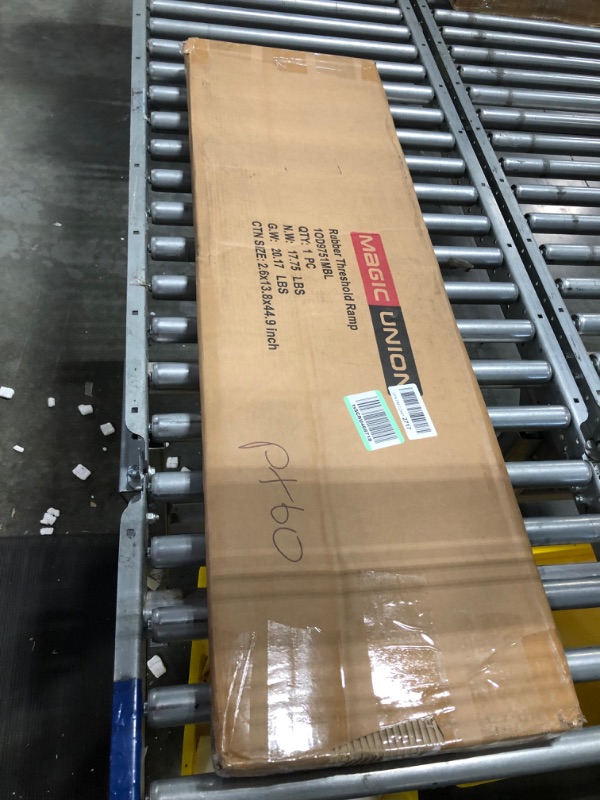 Photo 1 of MAGIC UNION 1-1/2" Rise Solid Rubber Power Wheelchair Threshold Ramp Doorway 43.3x12.6x1.5 Inch (Pack of 1)