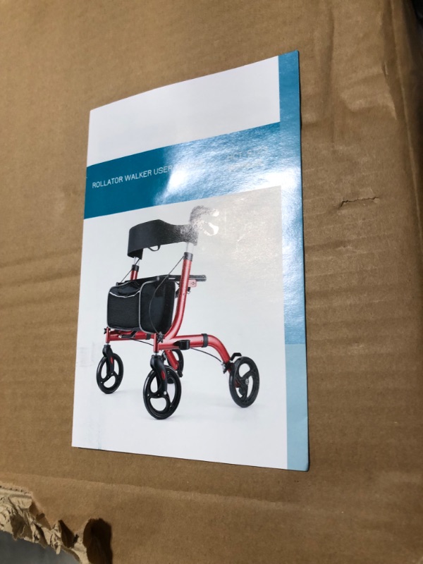 Photo 5 of Healconnex Rollator Walkers for Seniors-Folding Rollator Walker with Seat and Four 8-inch Wheels-Medical Rollator Walker with Comfort Handles and Thick Backrest-Lightweight Aluminium Frame ,Blue