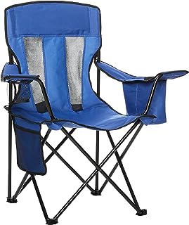 Photo 1 of Amazon Basics Portable Folding Camping Chair with 4-Can Cooler, Side Pocket and Cup Holder with Carrying Bag