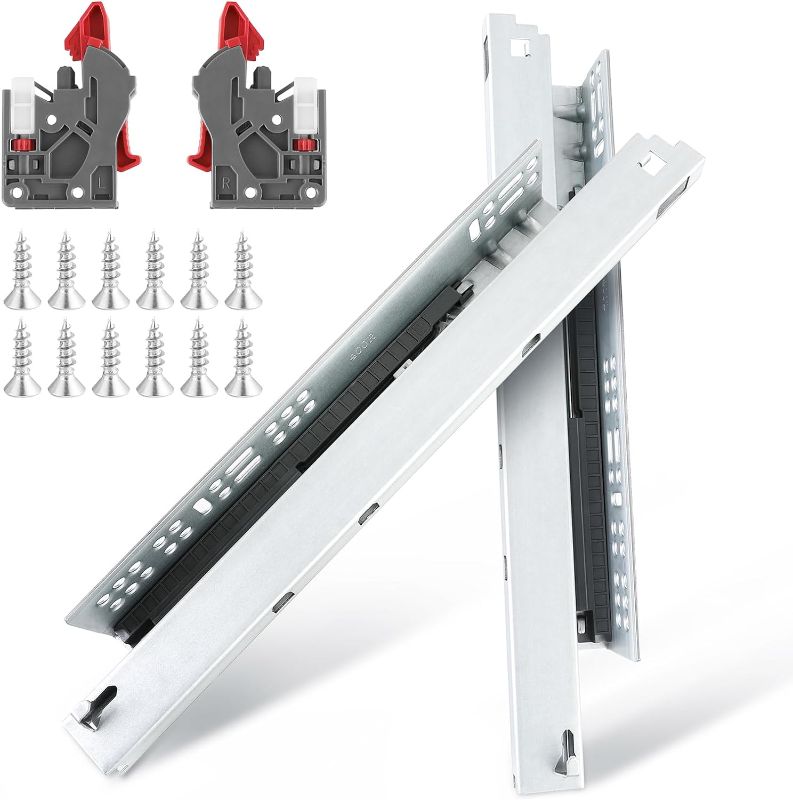 Photo 1 of 1 Pair of 24 Inch Soft Close Undermount Drawer Slides,Full Extension Bottom Mount Drawer Glides Rails