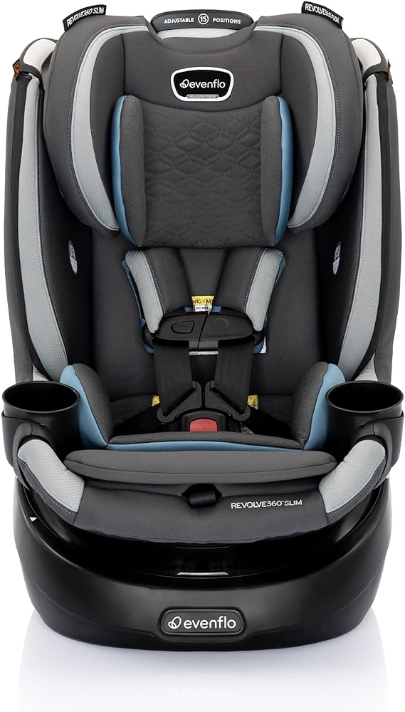 Photo 1 of Evenflo Revolve360 Slim 2-in-1 Rotational Car Seat with Quick Clean Cover (Stow Blue
