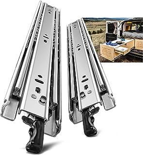 Photo 1 of AOLISHENG 1 Pair Heavy Duty Drawer Slides with Lock 12 14 16 18 20 22 24 26 28 30 32 34 36 38 40 Inch 150 lb Load Capacity Side Mount Full Extension Ball Bearing Cabinet Locking Rail Tool Box Runner