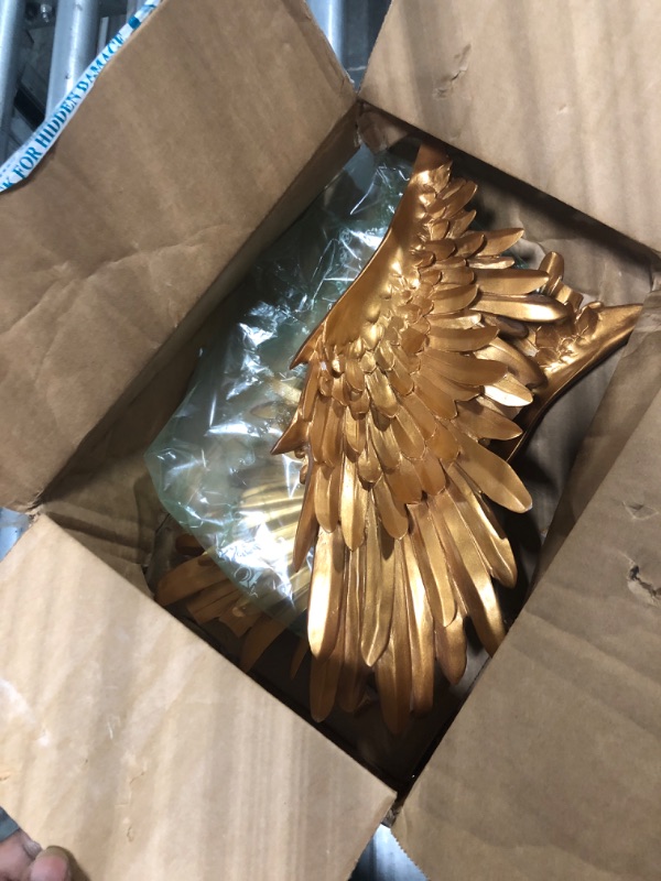 Photo 3 of DIOBVNG Angel Wings Wall Decor, 1 Pair Gold Statue, Medieval Modern Decoration, 26 x10 inch Metal Wall Art, Room Decorations for Living Room, Bedroom, Hotel