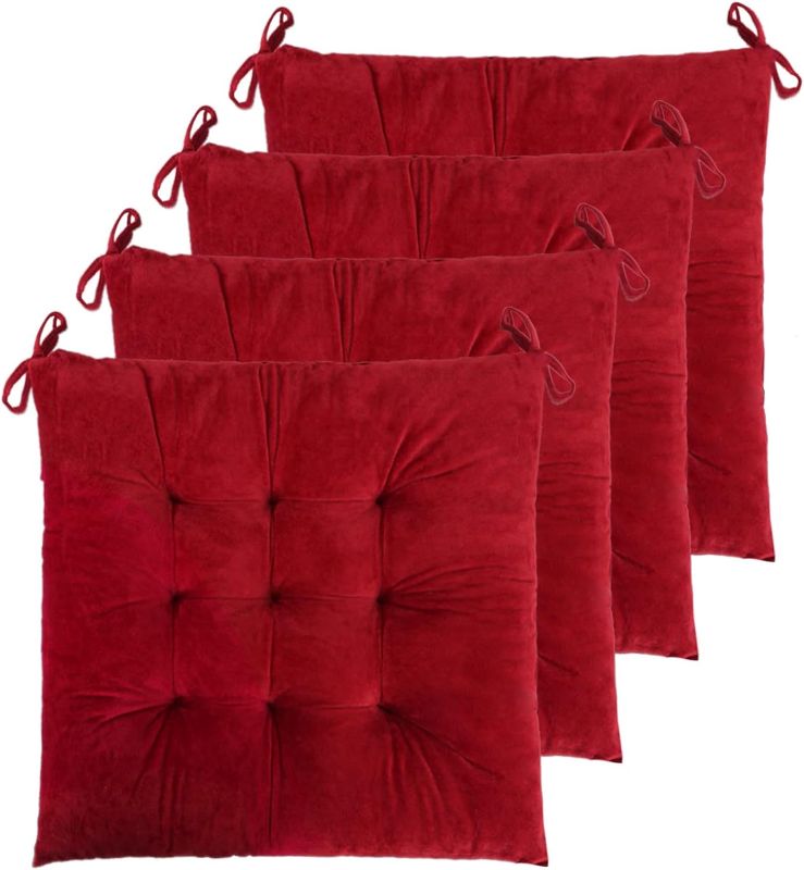 Photo 1 of 4 PACK RED VELVET SEAT CUSHIONS