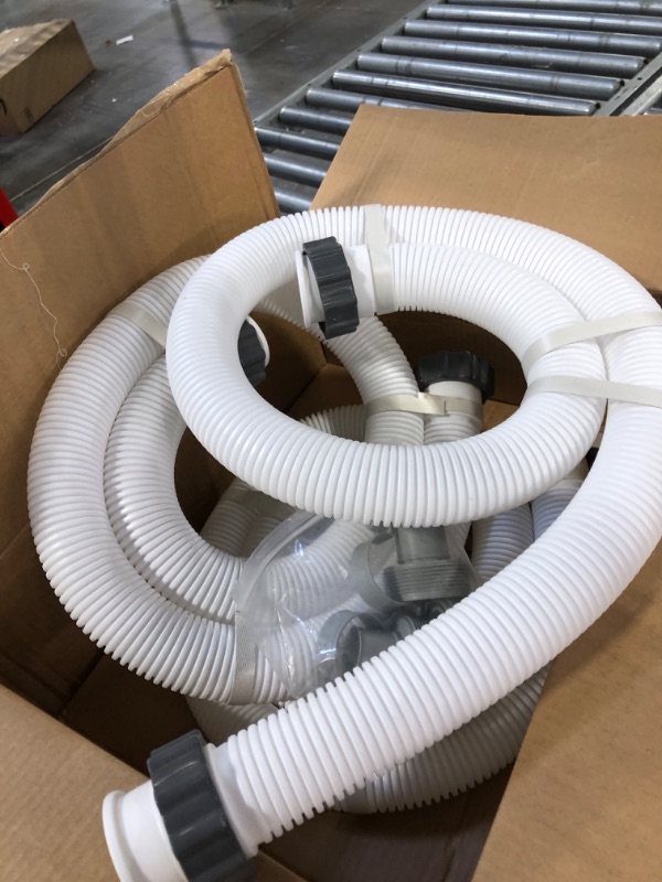 Photo 2 of 3 Pcs 1.5" Diameter Pool Pump Replacement Hose, 1 1/2 Inch Pool Hoses for Above Ground Pools, 59" Long Accessory Pool Hoses for Filter Pump and Saltwater Systems (3PC with Adapter)