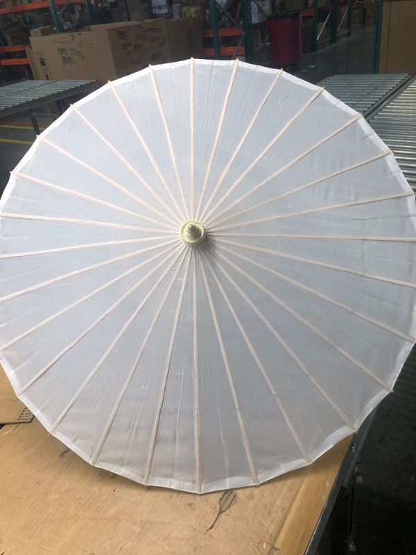 Photo 4 of AEAOA Plain Bamboo Cloth Parasol Umbrella Great for Wedding Party Favor (White)