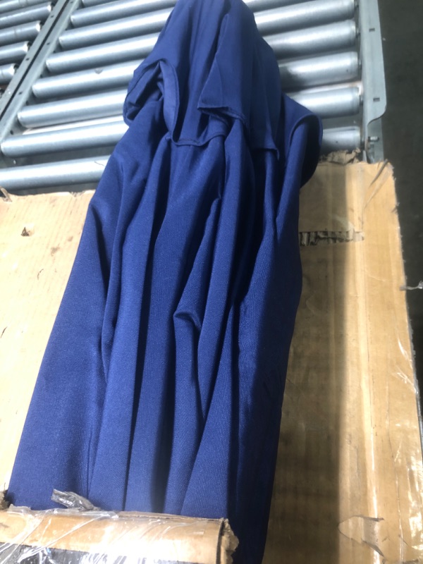 Photo 3 of  9 Foot Outdoor Patio Umbrella - Push-Button Tilt & Crank Patio Table Umbrella - Aluminum Pole & Polyester Shade Canopy - Navy Blue