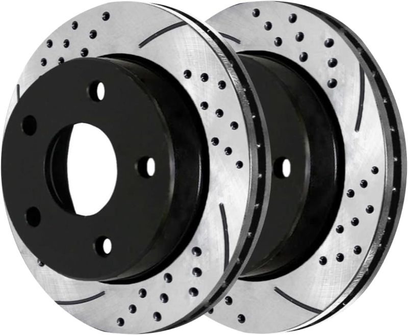 Photo 1 of AutoShack SCD967PR63007 Front and Rear Drilled Slotted Brake Kit Rotors Black and Ceramic Pads  Replacement for 2006-2018 Ram 1500 2007-2009 Dodge Durango 2007-2009 Chrysler Aspen 5.7L 4WD RWD