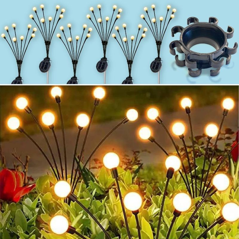 Photo 1 of 
HXWEIYE 8 Pack Solar Garden Lights with Seperator, 8LED Firefly Solar Swaying Lights, 2 Lighting Modes & Sway at Breeze, Solar Fairy Lights Outdoor Waterproof for Outside,Pathway,Yard,Walkway,Xmas