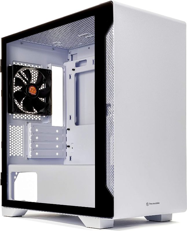 Photo 1 of Thermaltake S100 Tempered Glass Snow Edition Micro-ATX mini-Tower Computer Case with 120mm Rear Fan Pre-Installed CA-1Q9-00S6WN-00, White
