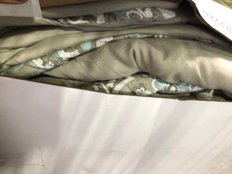 Photo 3 of 510 DESIGN Luxe Quilted Comforter Set Modern Transitional Design, All Season Down Alternative Warm Bedding Matching Shams, Bedskirt, Decorative Pillow, King, Shawnee Scrollwork Seafoam Shawnee Scrollwork Seafoam King