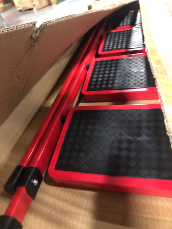 Photo 1 of 4 Step Ladder, Folding Step Stool with Wide Anti-Slip Pedal,Red Lightweight Collapsible 4 Stair Ladder for Adults Home Kitchen Pantry Office