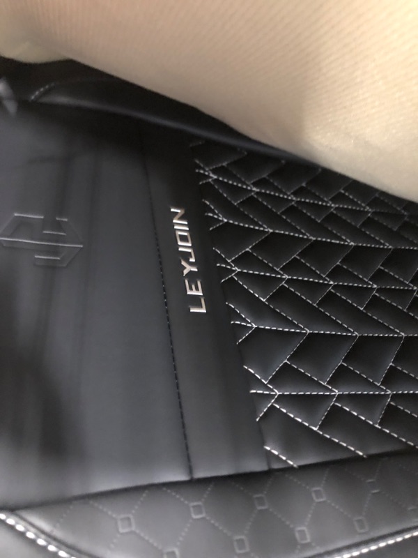 Photo 1 of LEYJOIN Faux Leather Full Coverage Car Seat Covers Universal Fit for 5 Passengers Cars SUVs Trucks with Waterproof Leatherette in Automotive Seat Cover Accessories (Black with White)