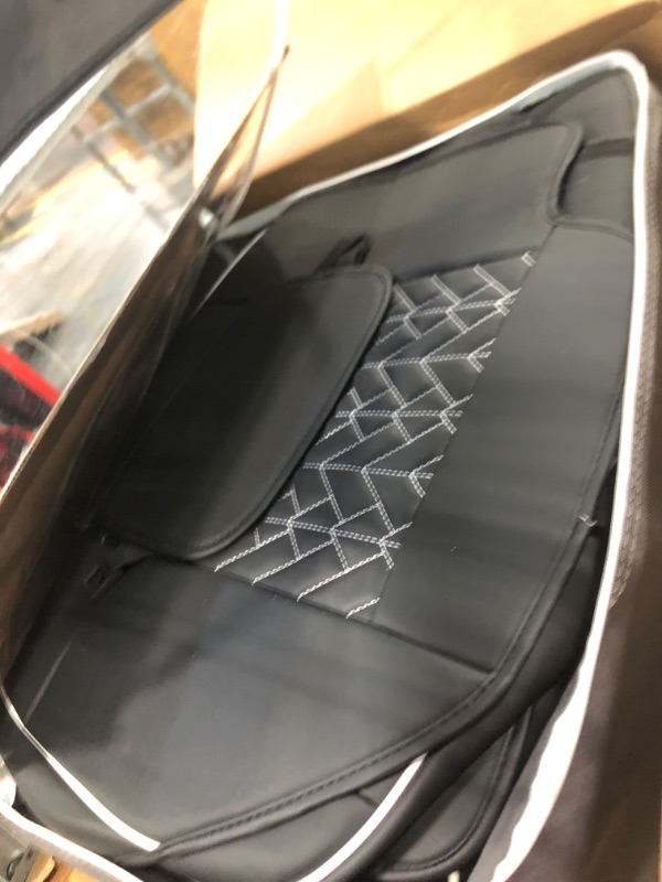 Photo 1 of LEYJOIN Faux Leather Full Coverage Car Seat Covers Universal Fit for 5 Passengers Cars SUVs Trucks with Waterproof Leatherette in Automotive Seat Cover Accessories (Black with White)