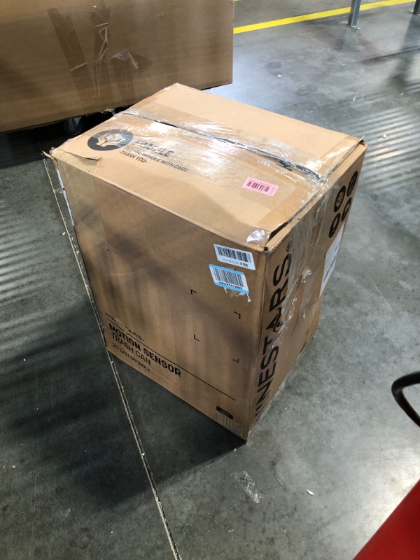 Photo 1 of Ninestars DZT-80-35 Automatic Touchless Infrared Motion Sensor Trash Can, 21 Gal 80L, Heavy Duty Stainless Steel Base (Oval, Silver/Brush Lid) Trashcan, SS