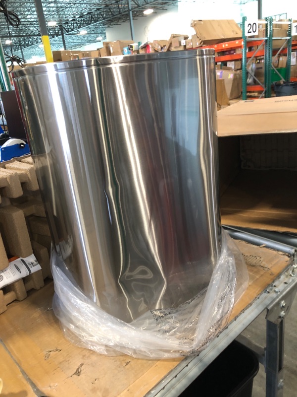 Photo 1 of Ninestars DZT-80-35 Automatic Touchless Infrared Motion Sensor Trash Can, 21 Gal 80L, Heavy Duty Stainless Steel Base (Oval, Silver/Brush Lid) Trashcan, SS