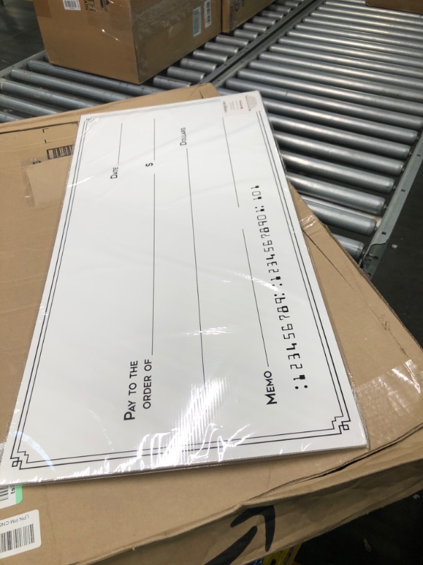 Photo 1 of Giant Fake Award Presentation Check - 16" x 32" - Large Novelty Endowment Check for Endowment, Donations, Fundraiser - Big Blank Oversized Raffle Sweepstakes Reward Winners Check Single Use - Design #1