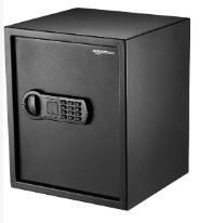 Photo 1 of Amazon Basics Steel Home Security Safe with Programmable Keypad - 1.52 Cubic Feet, 13.8 x 13 x 16.5 Inches, Black & 8-Sheet Capacity, Cross-Cut Paper and Credit Card Shredder, 4.1 Gallon 1.52 Cubic Feet Keypad Lock + Shredder, 4.1 Gallon