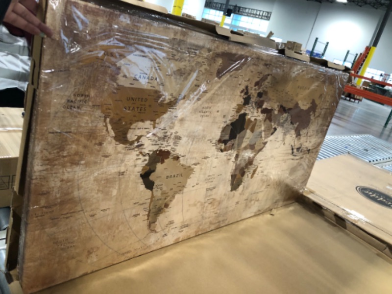 Photo 1 of Acocifi World Map Canvas Wall Art Retro Beige Abstract Painting Vintage Old Nautical Picture Framed Artwork Prints for Living Room Bedroom Study Room Home Office Large Wall Decor 40"x20" 