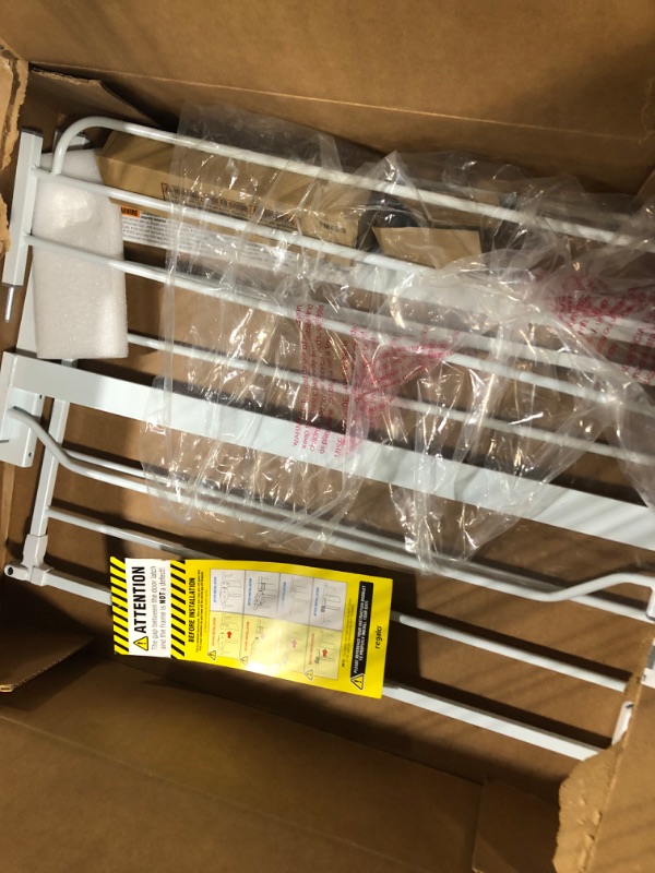 Photo 1 of Regalo 2-in-1 Extra Wide Stairway and Hallway Walk ThroughBaby Safety Gate, Hardware Mounting, White 24"x40.5"x28.5"(Pack of 1) 24"x40.5"x28.5"(Pack of 1) Metal