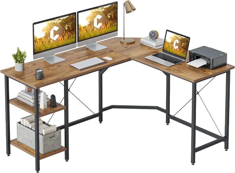 Photo 1 of CubiCubi L Shaped Computer Desk, 59" Reversible Gaming Desk with Storage Shelves, Corner Desk for Home Office, Space Saving Modern Desk, Easy to Assemble, Fir