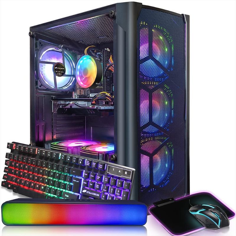 Photo 1 of STGAubron Gaming Desktop PC Computer,Intel Core I7 3.4 GHz up to 3.9 GHz,Radeon RX 580 8G GDDR5,16G RAM,512G SSD,WiFi,Bluetooth 5.0,RGB Fanx6,RGB Keyboard&Mouse&Mouse Pad,RGB BT Sound Bar,W10H64