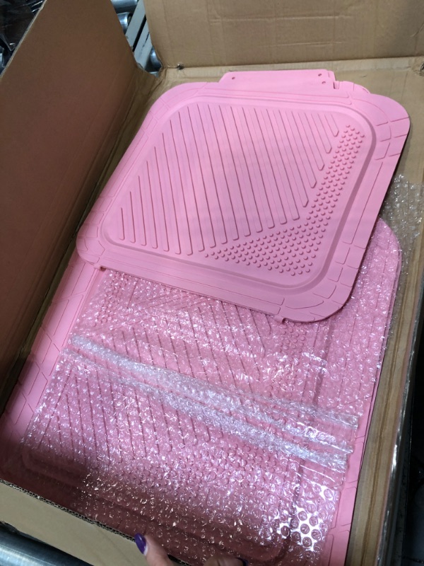 Photo 3 of CAR PASS Heavy Duty Rubber Floor Mats Pink 4-Piece Car Mat Set - Universal Waterproof Floor Mats for Car SUV Truck, Durable All-Weather Mats(All Pink)