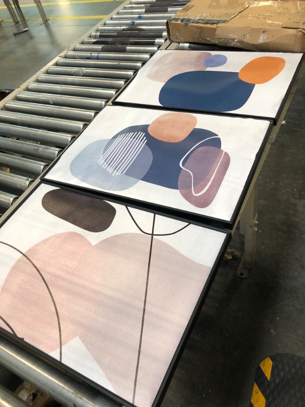 Photo 1 of Framed Wall art Canvas Wall art Colorful Abstract Gradient Color Block Decor Geometric Pattern Illustration Modern Style For Living room Bedroom Home Office Wall Decor Size:16" X 24"X 3 panel 16" X 24" X 3 pieces Multicolor