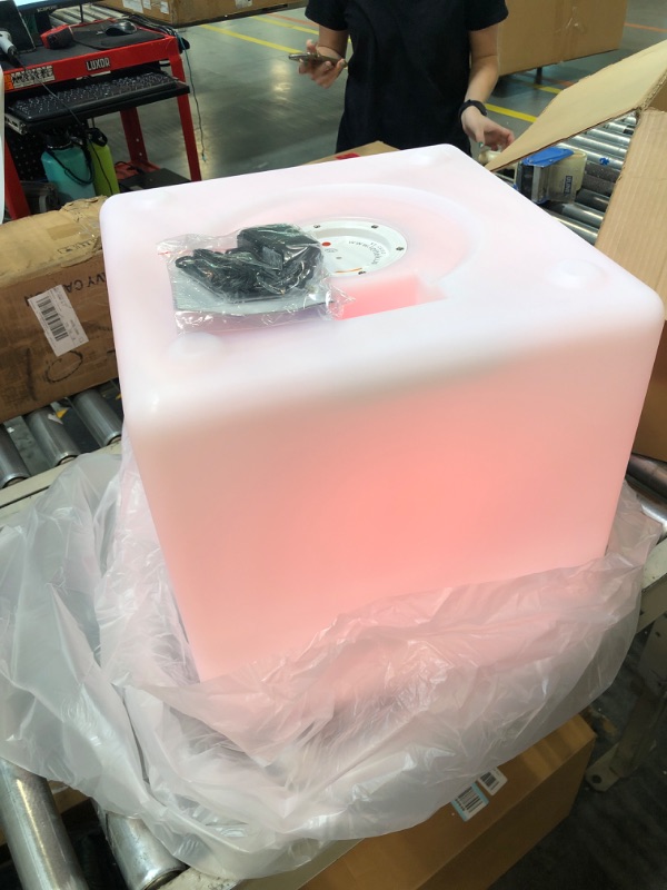 Photo 2 of 15 Inch LED Cube Chair, 16 RGB Colors Changing LED Cube Light w/ Remote, Versatile Rechargeable LED Cube Seat Glow Cube Chair Modern Side Table, Mood Light for Bedroom, Garden, Patio, Deck, Party, Bar