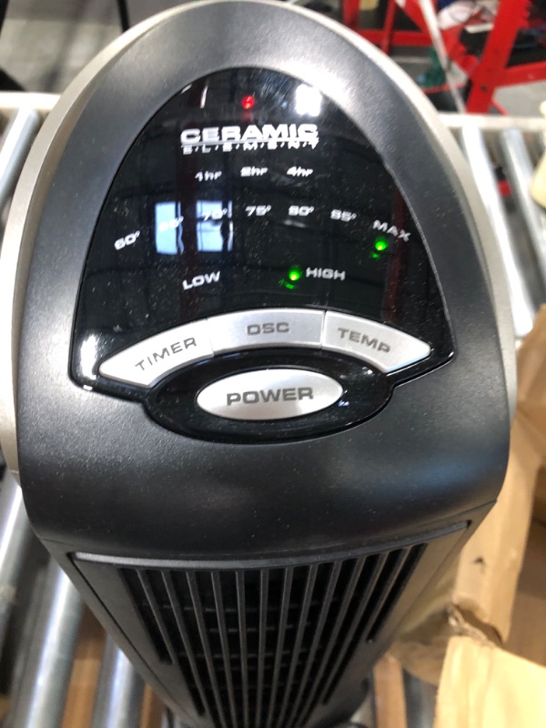 Photo 1 of Lasko Oscillating Ceramic Tower Space Heater for Home with Adjustable Thermostat, Timer and Remote Control, 22.5 Inches, Grey/Black, 1500W, 751320