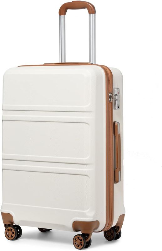 Photo 1 of Kono 20'' Carry on Luggage Lightweight with Spinner Wheel TSA Lock Hardside Luggage Airline Approved Carry on Suitcase Cream White