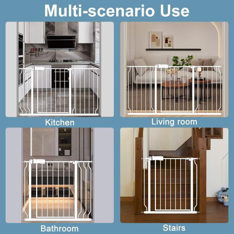 Photo 1 of Flower Frail Extra Wide Baby Gate 14.17in Extensions Walk Through Baby Gate Pressure Mount Auto Close Child Safety Gates (White, Extension-14.17"/36cm)