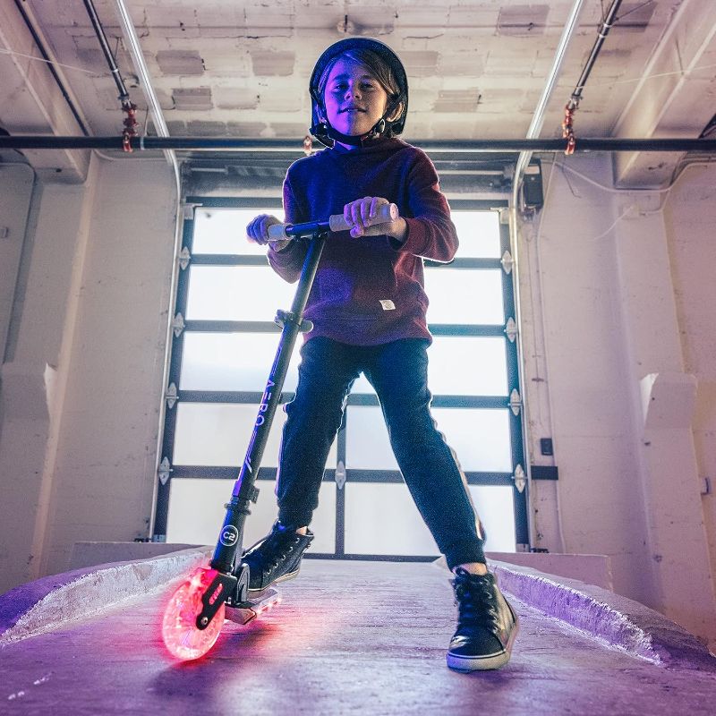 Photo 1 of Aero Kick Scooter for Kids Ages 6-12 with Dynamic RGB Lights, Foldable and Height Adjustable, 2 Wheel Scooters for Kids 6 Years and up with Glowing Deck and Light up Clear Wheels …