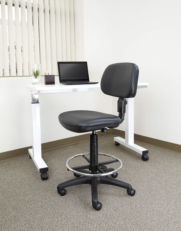 Photo 1 of Office Star DC Series Adjustable Drafting Chair with Foot Ring and Sculptured Foam Seat, Black Vinyl