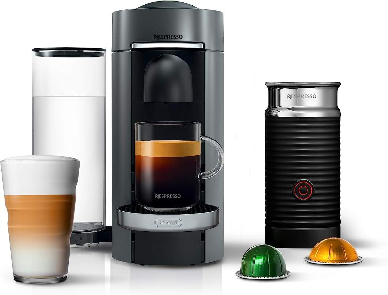 Photo 1 of Nespresso VertuoPlus Deluxe Coffee and Espresso Machine by De'Longhi with Milk Frother, Titan,Gray