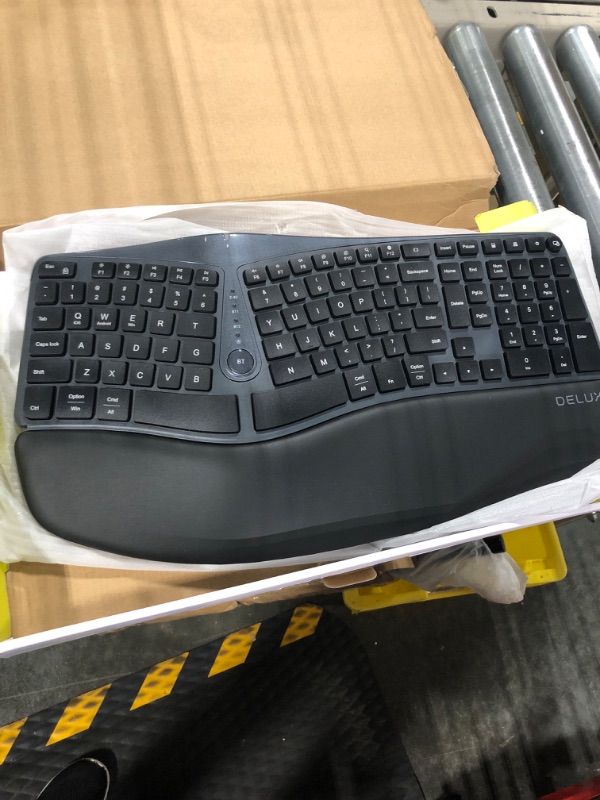 Photo 3 of Wireless Ergonomic Split Keyboard with Cushioned Palm Rest Against Carpal Tunnel, DELUX [Standard Ergo] Keyboard Series, Multi-Device Connection, Compatible with Windows, Mac OS (GM901D-White)